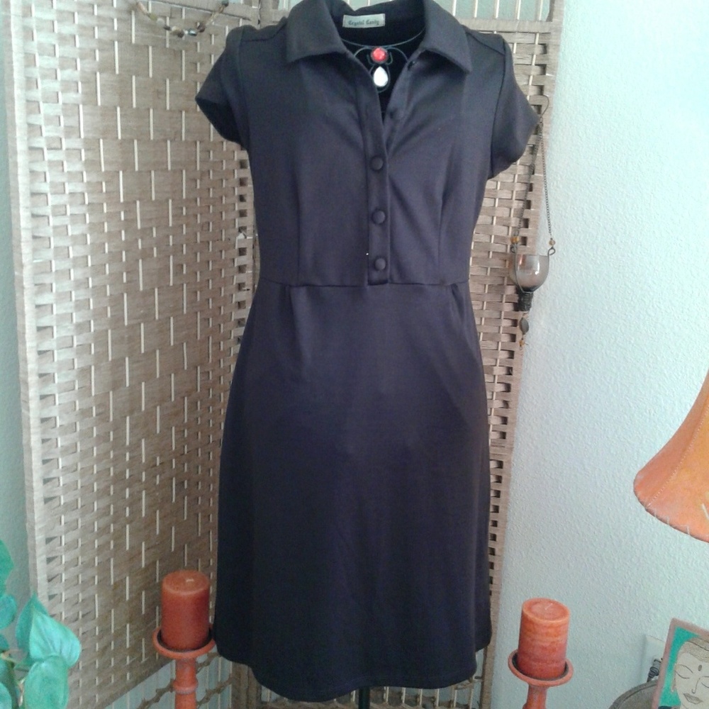 Classic Brown Midi Dress with Button Front